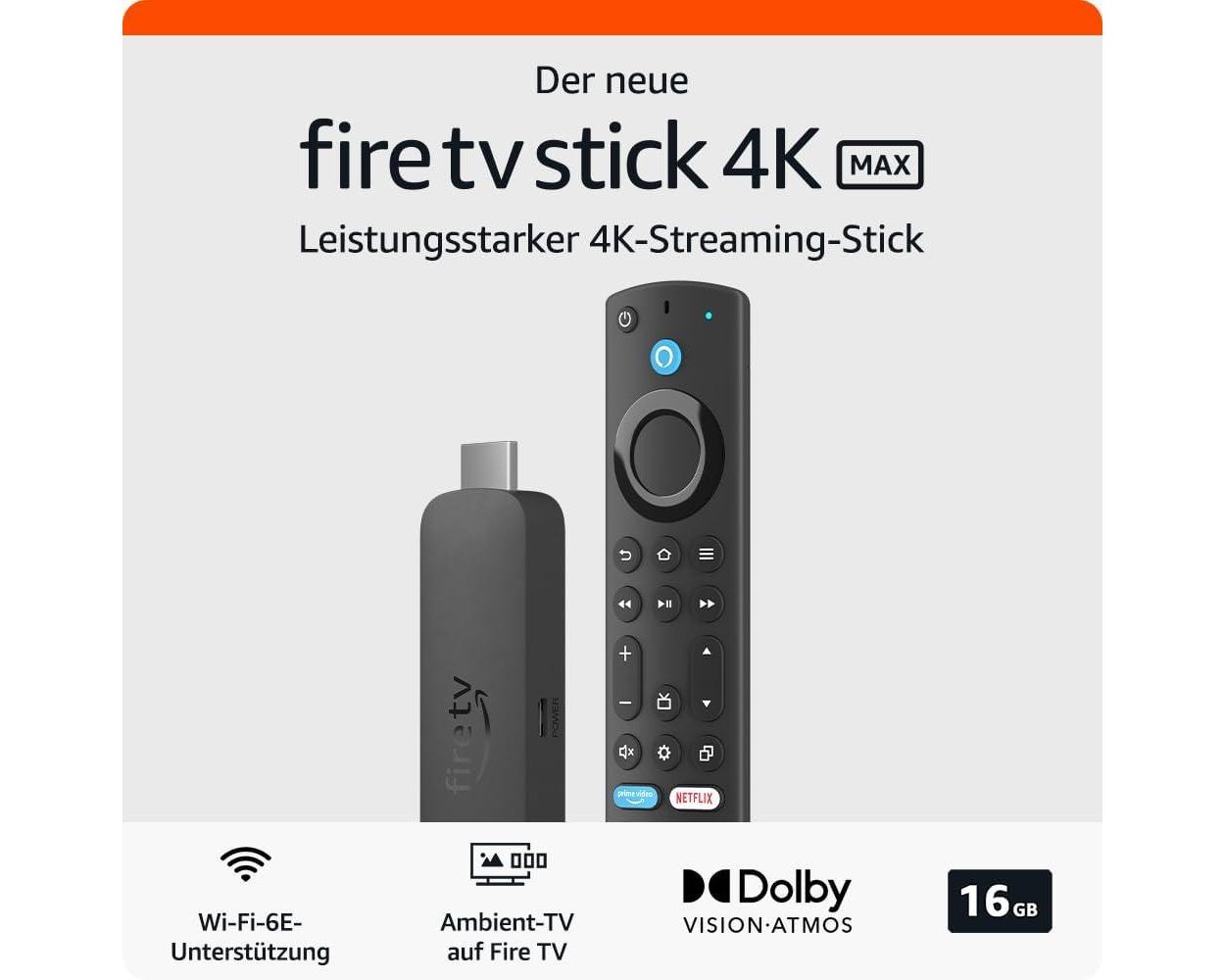 Fire TV Stick Max 4K streaming device G2, Wi-Fi 6, Alexa Voice Remote