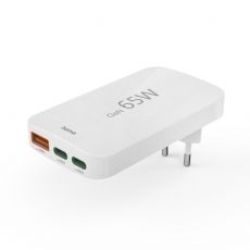 Hama Fast Charger, 2x USB-C, 1x USB-A, Flat Mini Charger, PD, 65 W, wht, image 