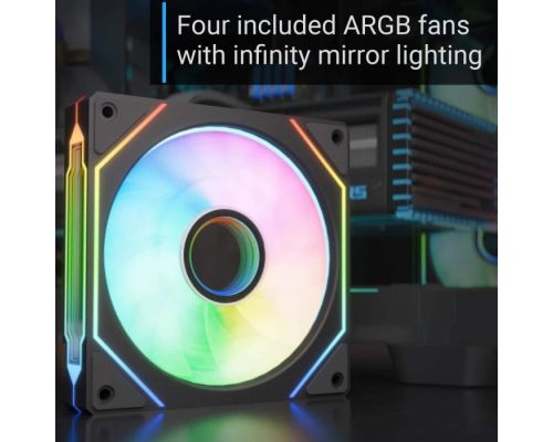 AeroCool Case ATX - P500C-G-BK-v1 - 4 x 120 mm Infinity Mirror A-RGB, image , 7 image