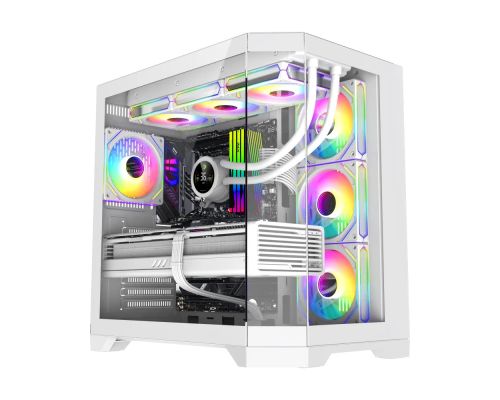 Gamemax Case ATX - HYPE-A White - 4 x 120 mm Addressable RGB fans, image 