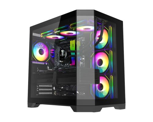 Gamemax Case ATX - HYPE-A Black - 4 x 120 mm Addressable RGB fans, image 