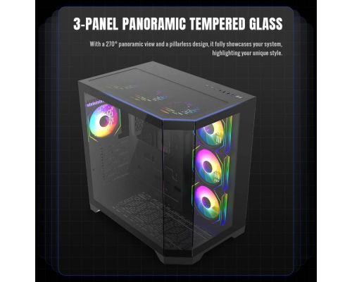 Gamemax Case ATX - HYPE-A Black - 4 x 120 mm Addressable RGB fans, image _ab__is.image_number.default