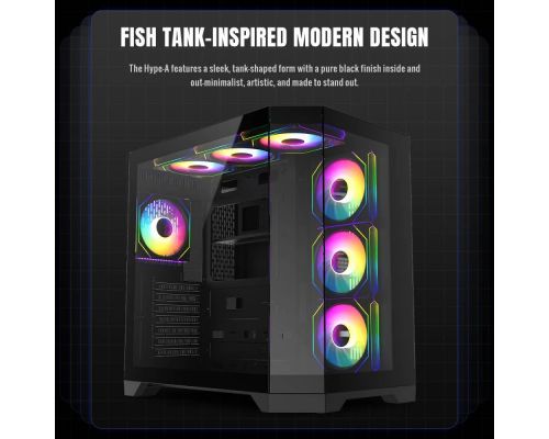 Gamemax Case ATX - HYPE-A Black - 4 x 120 mm Addressable RGB fans, image _ab__is.image_number.default