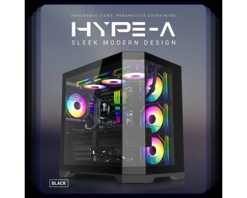 Gamemax Case ATX - HYPE-A Black - 4 x 120 mm Addressable RGB fans, image _ab__is.image_number.default