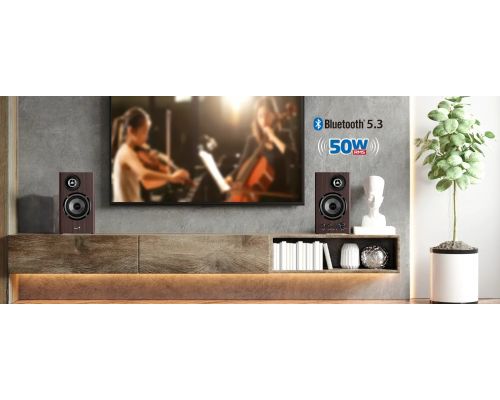 Genius Speakers 2.0 - SP-HF1812BT - 50W RMS, Bluetooth 5.3, Dark Brown, image _ab__is.image_number.default