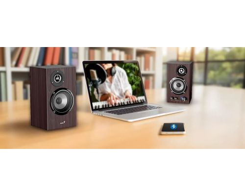Genius Speakers 2.0 - SP-HF1812BT - 50W RMS, Bluetooth 5.3, Pine Wood, image _ab__is.image_number.default