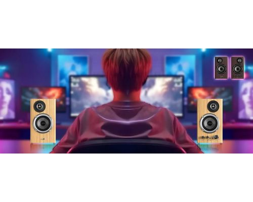 Genius Speakers 2.0 - SP-HF1812BT - 50W RMS, Bluetooth 5.3, Pine Wood, image _ab__is.image_number.default