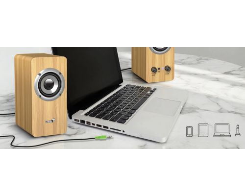 Genius Speakers 2.0 - SP-HF400 - 10W RMS, Pine Wood, image _ab__is.image_number.default