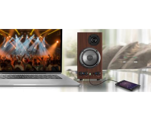 Genius Speakers 2.0 - SP-HF500B - 16W RMS, 3D Surround, Wood, image _ab__is.image_number.default
