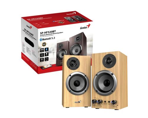 Genius Speakers 2.0 - SP-HF520BT - 20W RMS, Bluetooth, 3D Surround, Pine Wood, image _ab__is.image_number.default