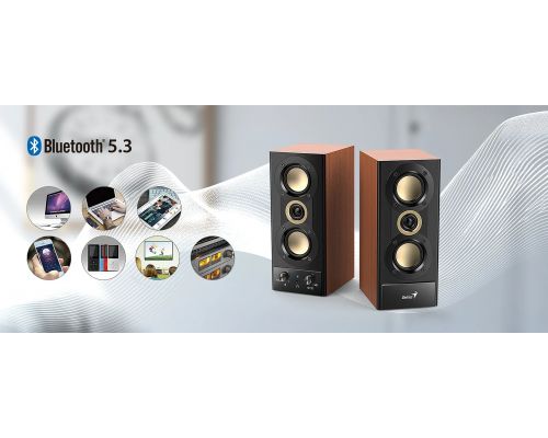 Genius Speakers 2.0 - SP-HF800BT - 20W RMS, Bluetooth 5.3, Wood, image _ab__is.image_number.default