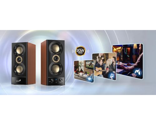 Genius Speakers 2.0 - SP-HF800BT - 20W RMS, Bluetooth 5.3, Wood, image _ab__is.image_number.default