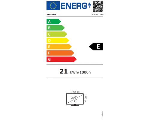 Philips 27E2N1110, 27" IPS WLED, 1920x1080@120Hz, 4ms GtG, 1ms MPRT, 300cd m/2, 1500:1, Mega Infinity DCR, Adaptive Sync, FlickerFree, LowBlue Mode, Tilt, D-SUB, HDMI, image , 9 image