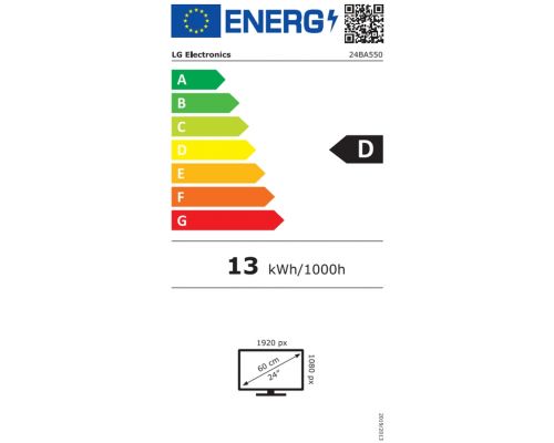 LG 24BA550-B, 23.8" IPS LED AG, 200cd/m2, Full HD 1920x1080, 100Hz, sRGB 95% , D-Sub, Display Port, HDMI, USB 5 Gbps, Speaker 2W x 2, Tilt, Height, Swivel, Pivot, Reader Mode, LG Switch app, Black, image _ab__is.image_number.default