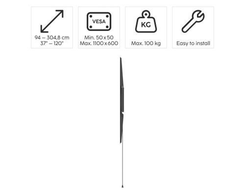 Hama TV Wall Bracket, Rigid, 305 cm (120") to 100 kg, Wall Spacing 2.8 cм, image _ab__is.image_number.default
