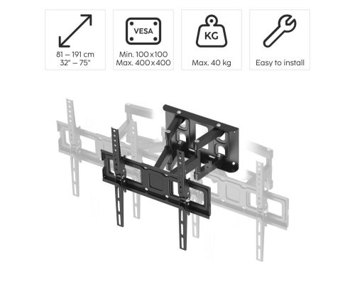 Hama TV Wall Bracket, Swivel, Tilt, Pull-out, 191 cm (75”), up to 40 kg, image , 9 image