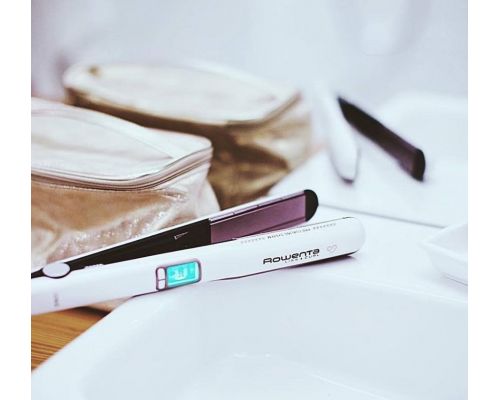 Rowenta SF7660F0 Liss & Curls Premium Care, cashemere keratin coating, ionic function, liss optimizer (silicon strip), LCD screen, 2 settings (130-200C), fast heat up (30'), auto-off (60"), lock system, floating plates, image _ab__is.image_number.default