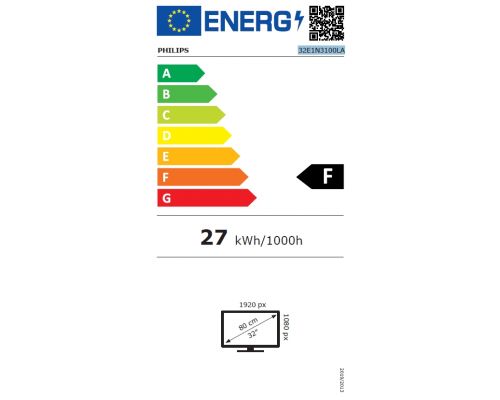 Philips 32E1N3100LA31, 31.5" VA WLED, 1920x1080@75Hz, 4ms GtG, 1ms MPRT, 300cd/m2, 3000:1, Mega Infinity DCR, Adaptive Sync, FlickerFree, Low Blue Mode, 5Wx2, Tilt, D-SUB, HDMI, image _ab__is.image_number.default