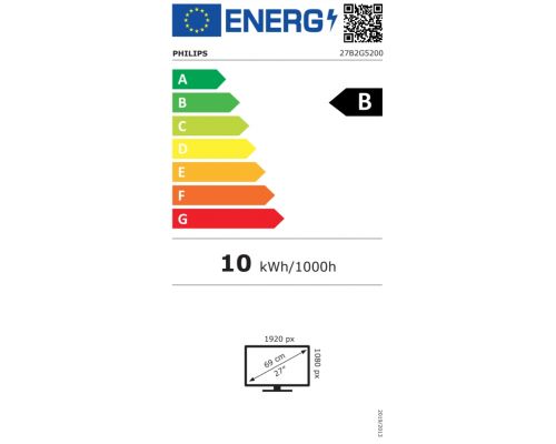 Philips 27B2G5200, 27" IPS WLED, 1920x1080@100Hz, 4ms GtG, 300cd m/2, 1000:1, 50M:1 DCR, Adaptive Sync, FlickerFree, Blue Light tech., 3Wx2, Tilt, Height Adjust, Pivot, Swivel, D-SUB, HDMI, DP, USB hub, image _ab__is.image_number.default