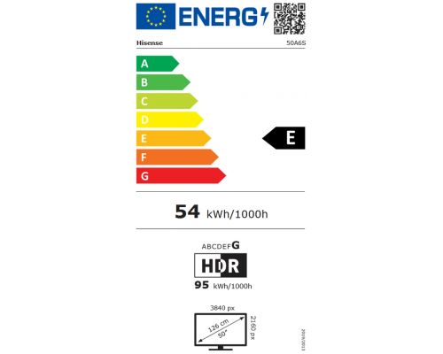 Hisense 50" A6S, 4K Ultra HD 3840x2160, DLED, DFA, Precision Colour, HDR 10+, HLG, Dolby Vision,Light sensor, Smart TV, WiFi, BT, AnyView Cast, Gaming Mode, 1xHDMI2 eArc, 3xHDMI, 2xUSB, LAN, CI+, DVB-T2/C/S2, Black, image _ab__is.image_number.default