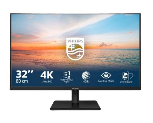 Philips 32E1N1800LA, 31.5" VA WLED, 3840x2160@60Hz, 4ms GtG, 300cd m/2, 3500:1, Mega Infinity DCR, Adaptive Sync, FlickerFree, Blue Light tech. Soft., 2Wx2, Tilt, 2xHDMI, DP, image 
