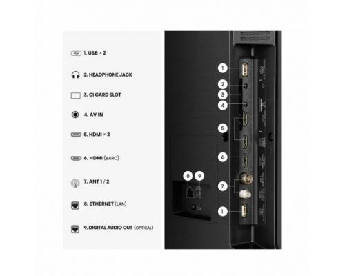 Hisense 43" A7S, 4K Ultra HD 3840x2160, QLED, FALD, Quantum Dot, HDR 10+, HLG, Dolby Vision, Dolby Atmos, Smart TV, WiFi 5GHz, WiFi Direct, BT, Anyview Cast, 3xHDMI, 2xUSB, LAN, CI+, DVB-T2/C/S2, Black, image _ab__is.image_number.default
