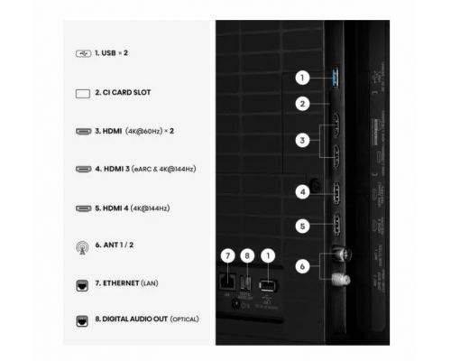 Hisense 50" E7S Pro, 4K Ultra HD 3840x2160, QLED, Quantum Dot, 144Hz, HDR 10+ adaptive, HLG, Dolby Vision, DTS Virtual X, Smart TV, WiFi 5GHz, WiFi Direct, BT, Anyview Cast, 4xHDMI, 2xUSB, LAN, CI+, DVB-T2/C/S2, Black, image _ab__is.image_number.default