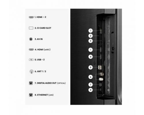Hisense 55" A6S, 4K Ultra HD 3840x2160, DLED, DFA, Precision Colour, HDR 10+, HLG, Dolby Vision,Light sensor, Smart TV, WiFi, BT, AnyView Cast, Gaming Mode, 1xHDMI2 eArc, 3xHDMI, 2xUSB, LAN, CI+, DVB-T2/C/S2, Black, image _ab__is.image_number.default
