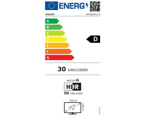 Philips 40PQS6901/12, 40'' QLED, FHD (1920x1080), DVB-T/T2/T2-HD/C/S/S2, 60Hz, 3 sided Ambilight, Pixel Plus HD, WCG 90% DCI, HDR10, HLG, Titan 3.0 OS , 3*HDMI, 2*USB, WiFi 4, 12W RMS, Black, image _ab__is.image_number.default