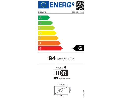 Philips 55OLED761/12, 55" 4K UHD OLED, 3840x2160, 120Hz VRR, DVB-T/T2/C/S/S2, 3 sided Ambilight, HDR10+ Adaptive, Titan OS, Dolby Vision, Atmos, DTS:X, P5 Perfect Picture /Al, AirPlay2  Stream, 1000 nits, BT 5.2, 4*HDMI, 2* USB, 802.11ac,  20W RMS, image _ab__is.image_number.default