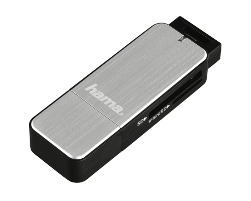 Hama USB 3.0 Card Reader, SD/microSD, silver, image 