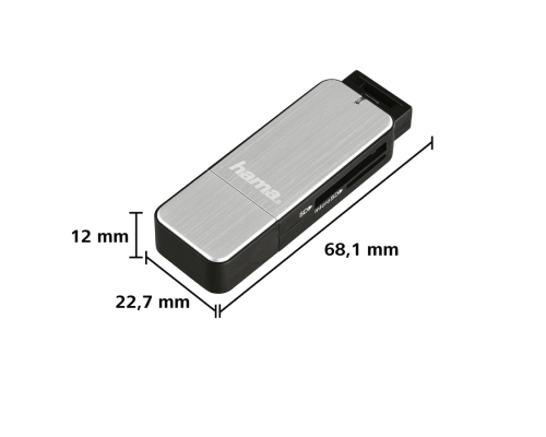 Hama USB 3.0 Card Reader, SD/microSD, silver, image _ab__is.image_number.default