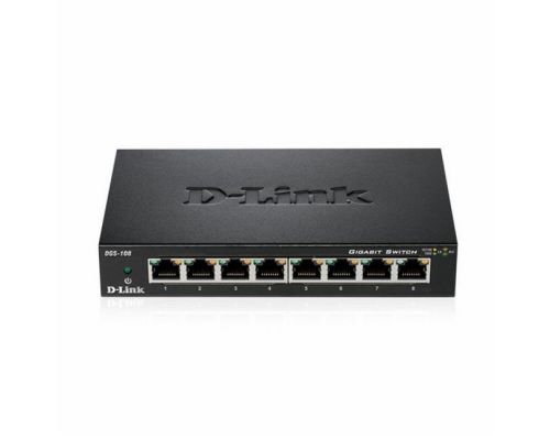 Switch D-Link DGS-108/E, 8 ports, 10/100/1000, Gigabit, metal, image 