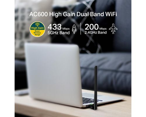 Wireless Adapter TP-LINK Archer T2U PLUS, AC600, Dual band, USB, externel antenna 5 dBi, image , 3 image