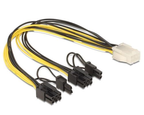 Delock PCI Express power cable 6 pin female > 2 x 8 pin male 30 cm, image , 2 image