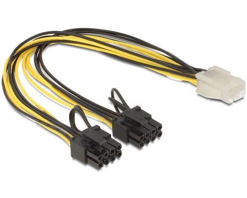 Delock PCI Express power cable 6 pin female > 2 x 8 pin male 30 cm, image 