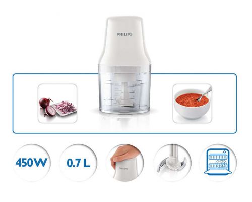Tocător PHILIPS HR1393/00, 450W 0.7L plastic bowl, white, image _ab__is.image_number.default