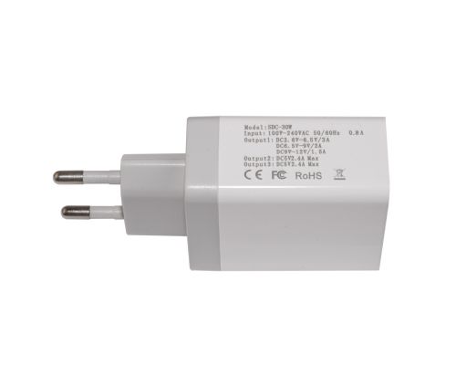 Makki Fast Charger - QC3.0+2xUSB 30W White - MAKKI-QC30W3, image , 8 image