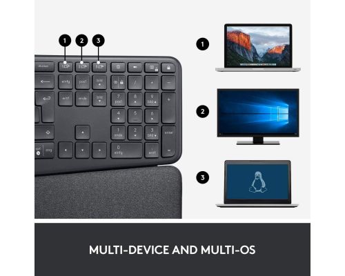 Wireless Keyboard Logitech ERGO K860, Graphite, image _ab__is.image_number.default