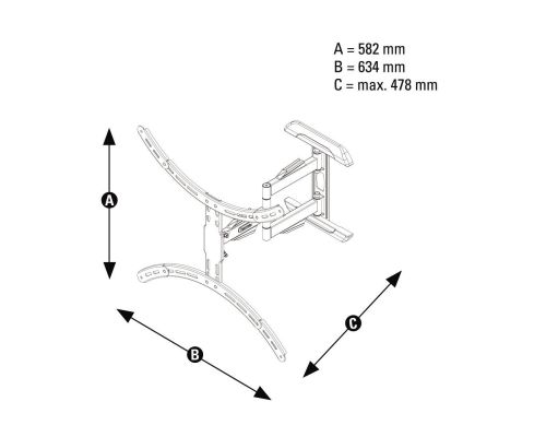 Hama FULLMOTION TV Wall Bracket, 3 Stars, 191 cm (75"), black, image _ab__is.image_number.default