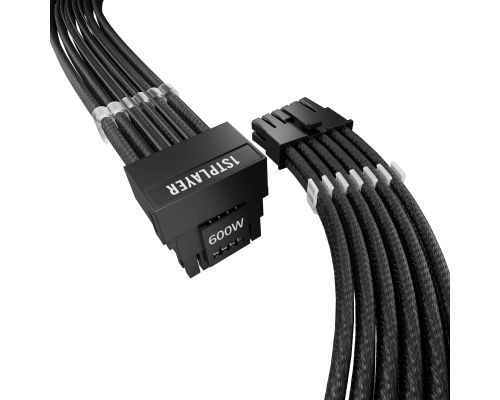 1stPlayer Custom Sleeved Modding Cable Black - PCIe 5.0 12VHPWR M/M - FM2-B-BK, image 