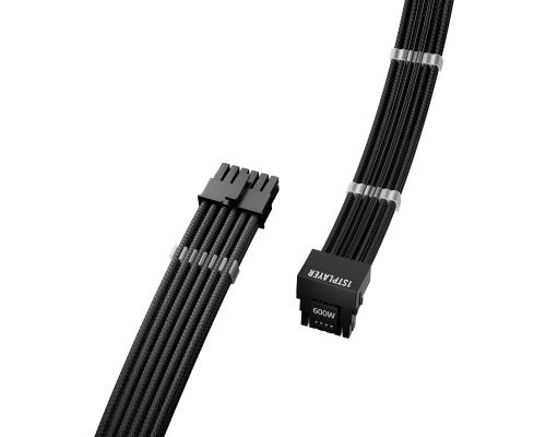 1stPlayer Custom Sleeved Modding Cable Black - PCIe 5.0 12VHPWR M/M - FM2-B-BK, image , 3 image