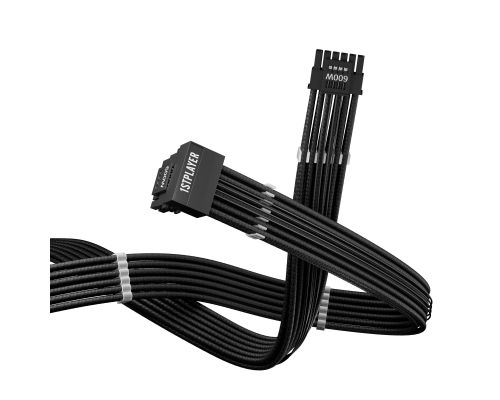 1stPlayer Custom Sleeved Modding Cable Black - PCIe 5.0 12VHPWR M/M - FM2-B-BK, image , 5 image