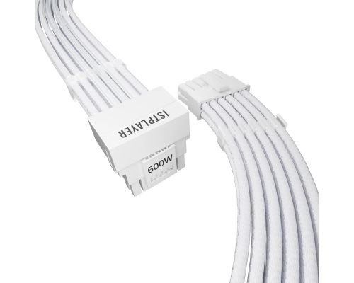 1stPlayer Custom Sleeved Modding Cable White - PCIe 5.0 12VHPWR M/M - FM2-B-WH, image 
