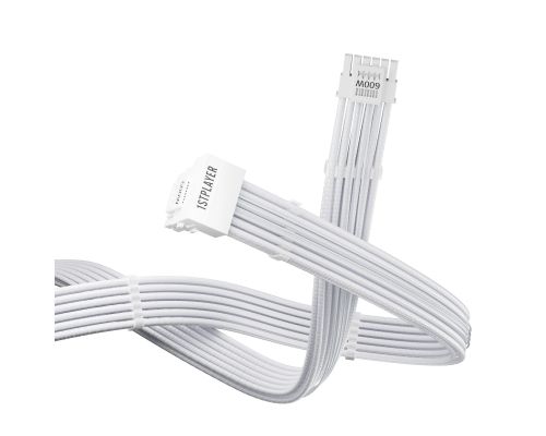 1stPlayer Custom Sleeved Modding Cable White - PCIe 5.0 12VHPWR M/M - FM2-B-WH, image , 6 image