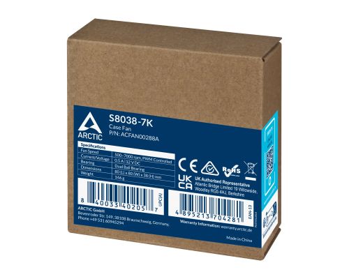 Arctic Server Fan 80x80x38 Dual Ball - S8038-7K - ACFAN00288A, image _ab__is.image_number.default