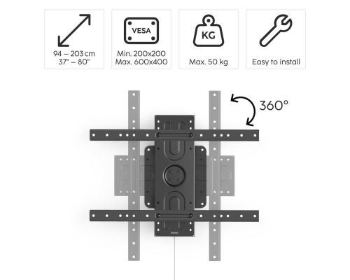 Hama TV Wall Bracket, 203 cm (80"), 360 °, up to 50 kg, 220857, image , 5 image