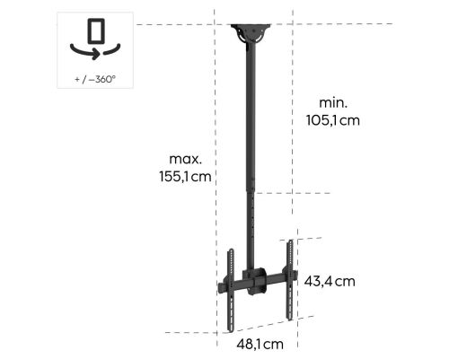 Hama TV Ceiling Mount, Swivel, Tilt, 165 cm (65") up to 50 kg, 220878, image , 11 image