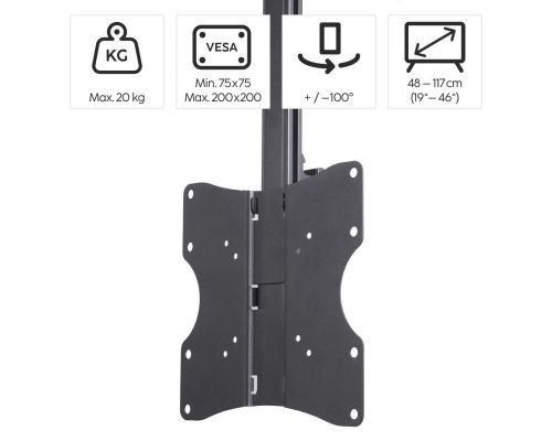 Hama TV Ceiling Mount, Swivel, Height-adjustable, 117 cm (46") up to 20 kg, 220876, image _ab__is.image_number.default