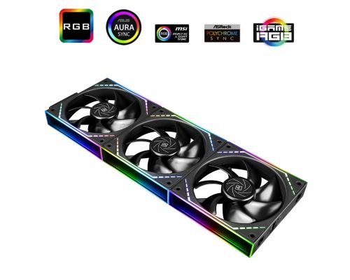 Thermalright Fan Pack 3-in-1 3x120mm - TL-M12Q x 3 - Infinity Mirror, Daisy-Chain, A-RGB, image , 2 image